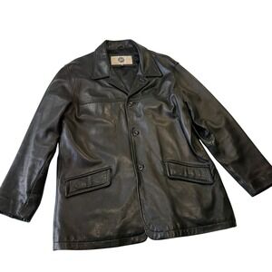 Stone Mountain Mens Genuine Soft Leather Jacket Black XL Classic Button Front
